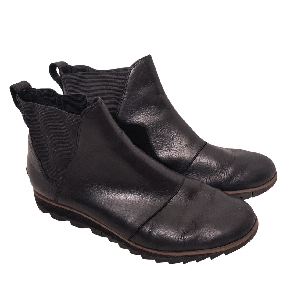 Sorel Harlow Chelsea Black Leather Ankle Boots NL3334-010 Womens 8.5